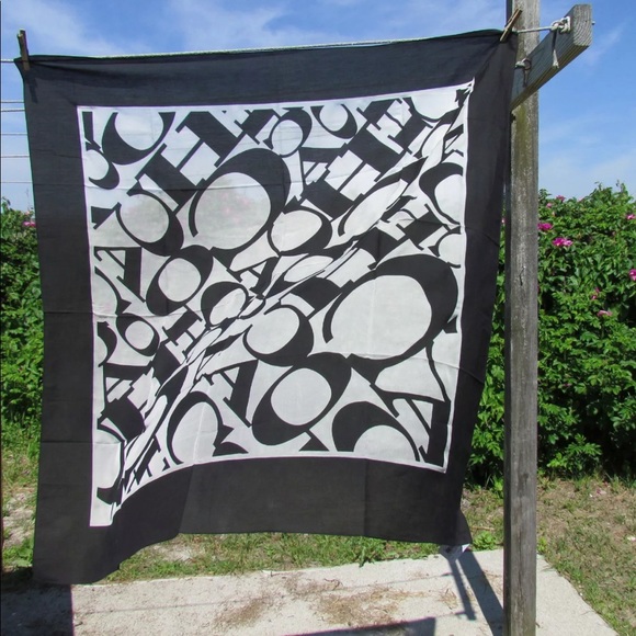 COACH scarf silk cotton Workmark 44” square luxe - Picture 1 of 11